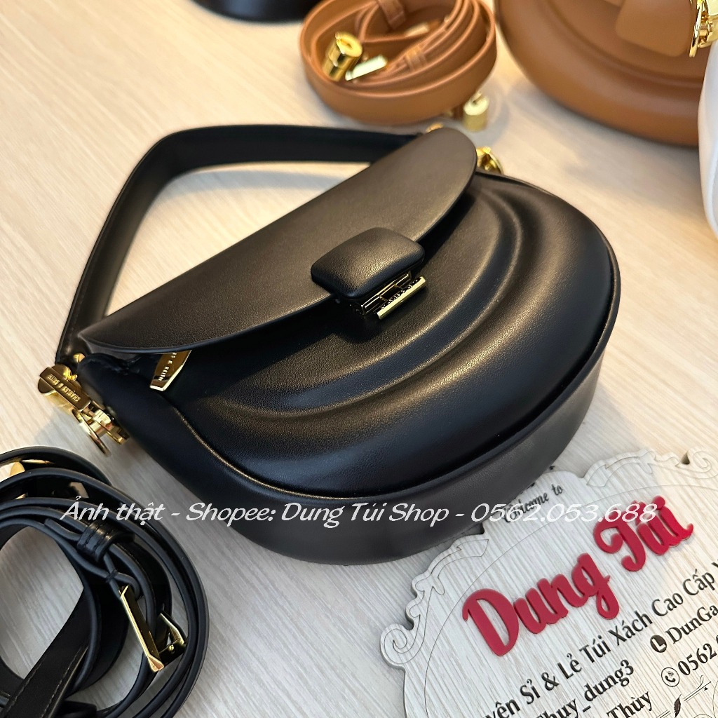 Túi nữ quai đeo cẳng tay + đeo chéo size 17 dáng bầu tròn khóa đẩy CK2-50151315 full màu