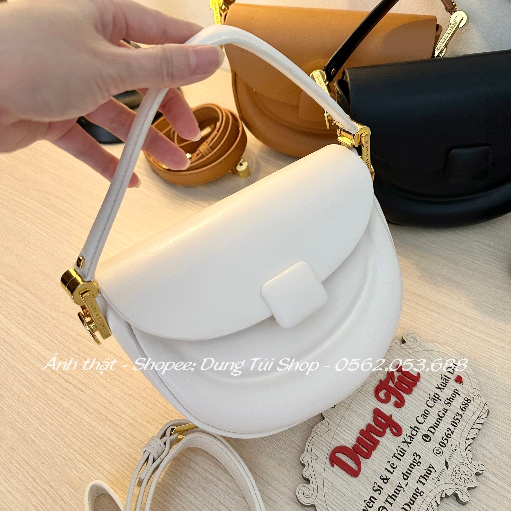 Túi nữ quai đeo cẳng tay + đeo chéo size 17 dáng bầu tròn khóa đẩy CK2-50151315 full màu