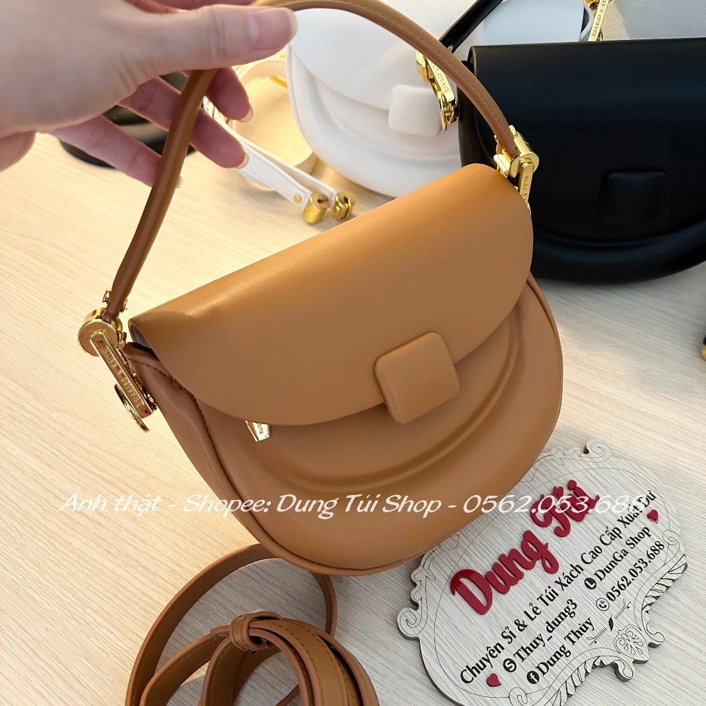 Túi nữ quai đeo cẳng tay + đeo chéo size 17 dáng bầu tròn khóa đẩy CK2-50151315 full màu