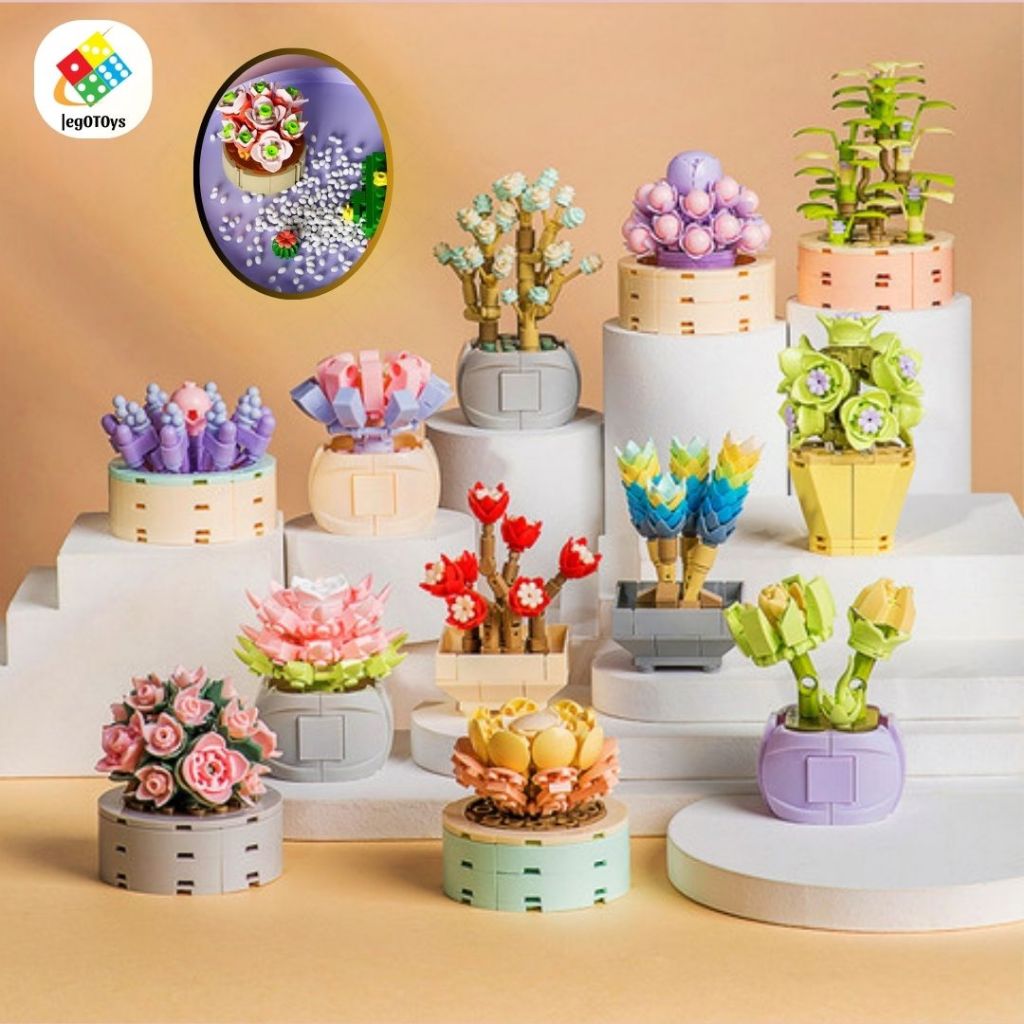 Đồ Chơi Lắp Ráp Mô Hình Chậu Hoa Cây Cảnh - Hoa Decor Bonsai Mini Trang Tri Nhà Cửa - Hoa Sen Đá - Hoa Sương Rồng ...