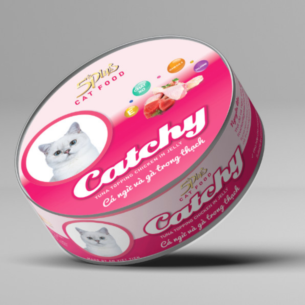 Pate mèo CATCHY 5plus 160g - Pate lon đầy đủ dinh dưỡng và tiện lợi