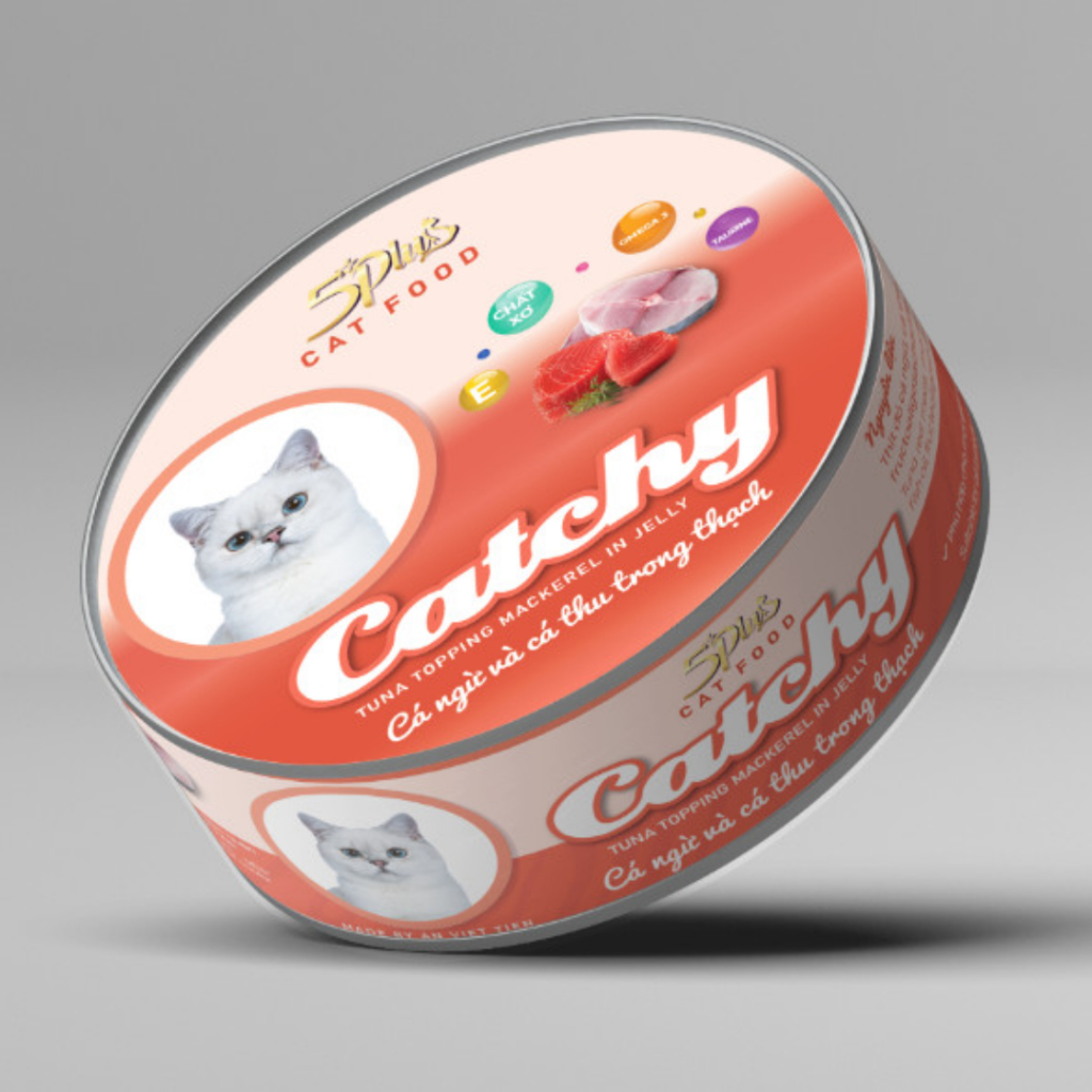Pate mèo CATCHY 5plus 160g - Pate lon đầy đủ dinh dưỡng và tiện lợi