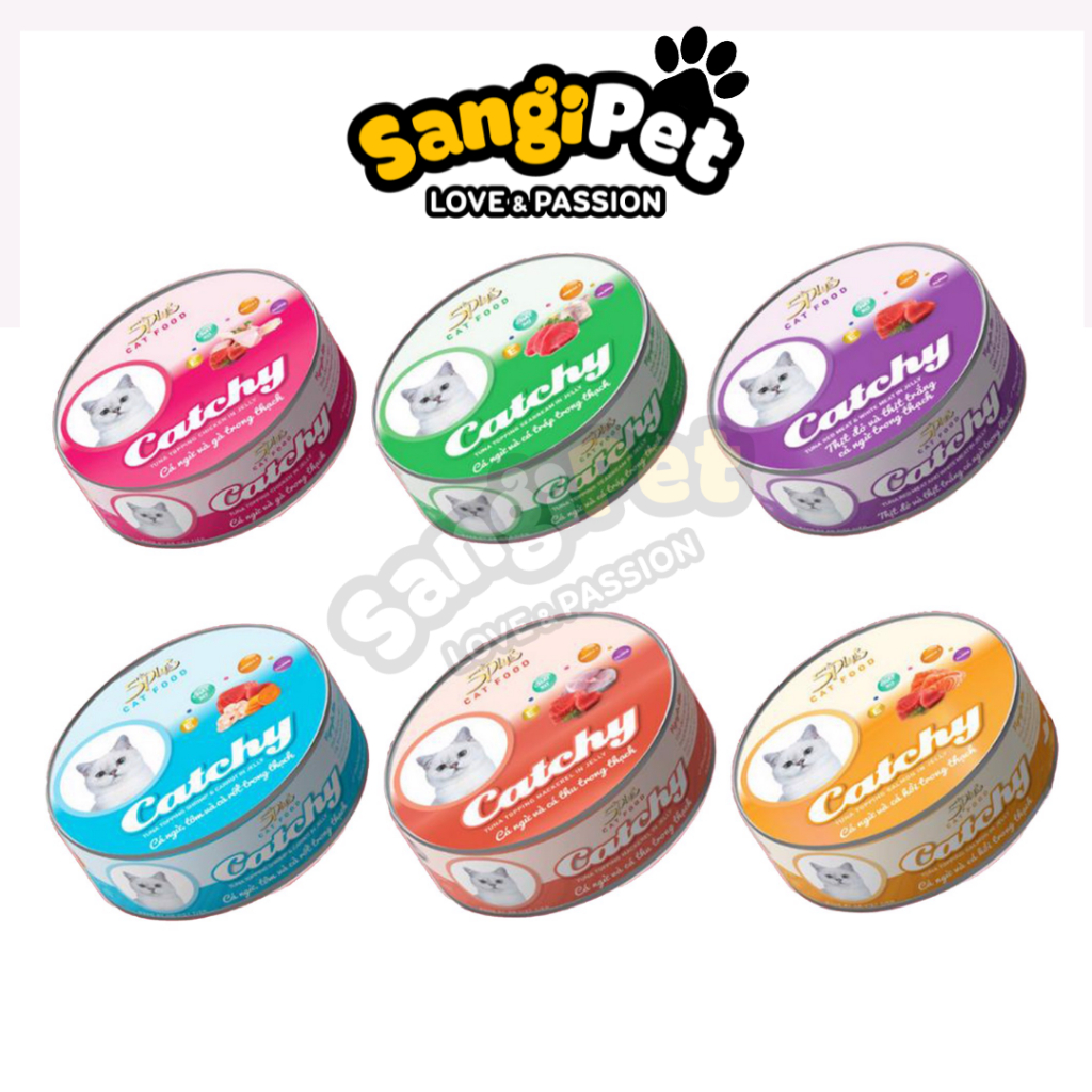 Pate mèo CATCHY 5plus 160g - Pate lon đầy đủ dinh dưỡng và tiện lợi