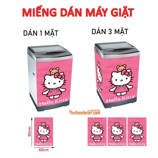 Decal dán máy giặt hello kitty hồng đậm - tủ lạnh mini