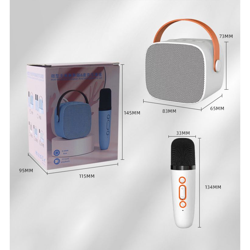 Loa Bluetooth Không Dây Mini, Loa Karaoke Xách Tay Bluetooth Mini Nhỏ Gọn Kèm 1 Mic hát