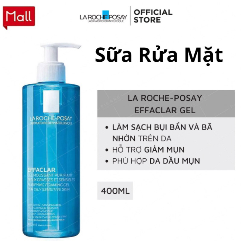 Gel rửa mặt tạo bọt cho da dầu nhạy cảm La Roche Posay Effaclar Foaming 400ml