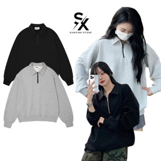 Áo Sweater nỉ cổ polo khóa kéo chất nỉ bông dày dặn chuẩn form unisex cao cấp hoodie khóa kéo tem mác đầy đủ