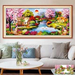 Tranh đính đá TỔ ẤM HẠNH PHÚC khổ bé, Kích thước 100x50cm