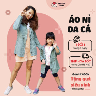 Áo khoác xuất dư chất kaki old_na_vỳ cho bé gái 2 màu hồng, xanh rêu