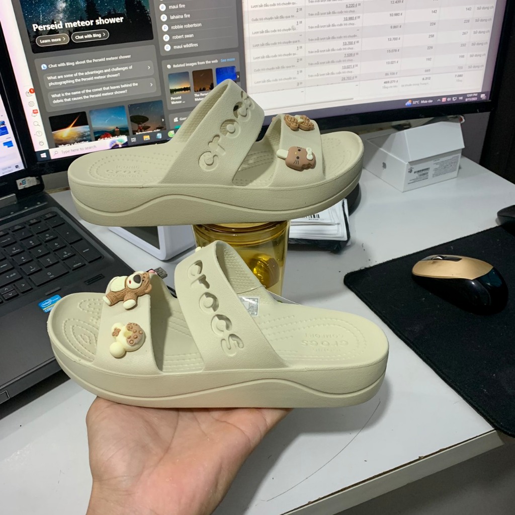 Dép Cross Classic Sandal Crush 2 quai Clog nữ đế cao  tặng kèm JIB NGẪU NHÊN - Hàng chính hãng 💕💕