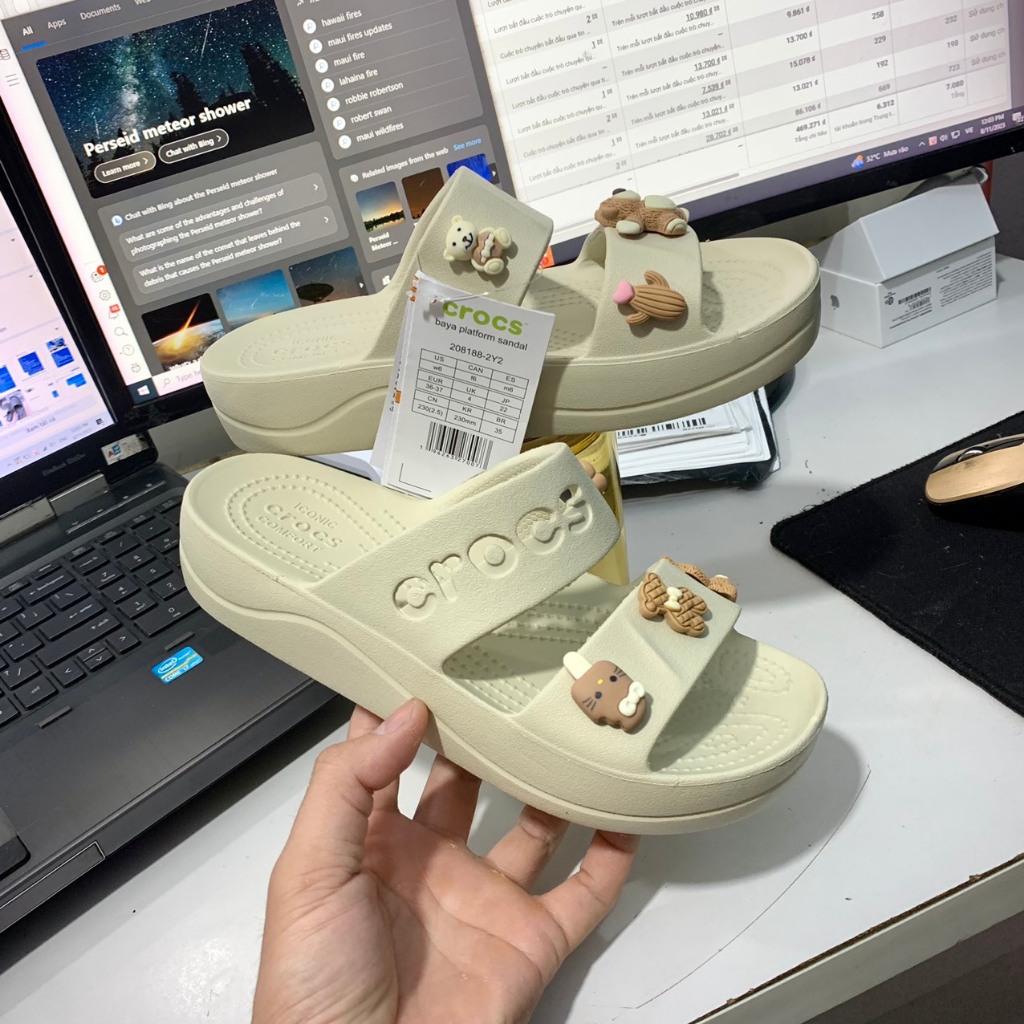 Dép Cross Classic Sandal Crush 2 quai Clog nữ đế cao  tặng kèm JIB NGẪU NHÊN - Hàng chính hãng 💕💕