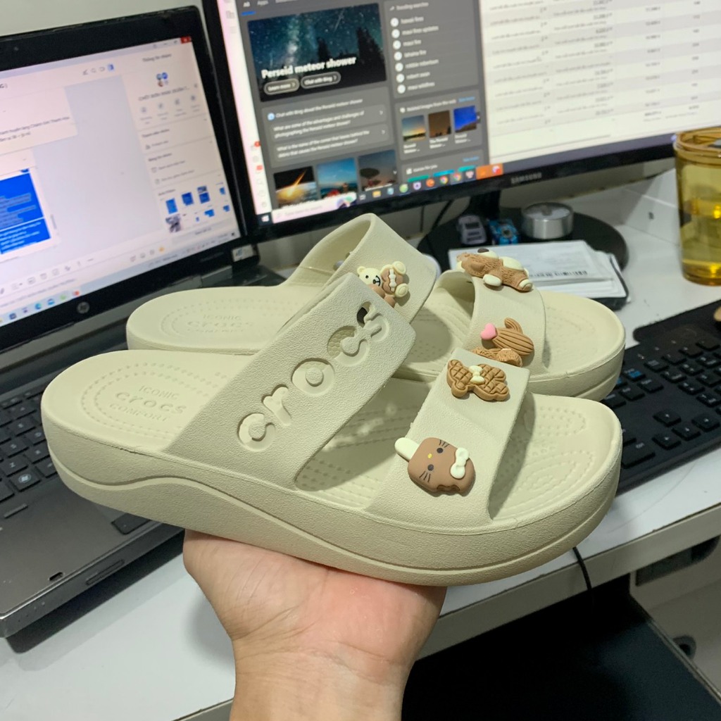 Dép Cross Classic Sandal Crush 2 quai Clog nữ đế cao  tặng kèm JIB NGẪU NHÊN - Hàng chính hãng 💕💕