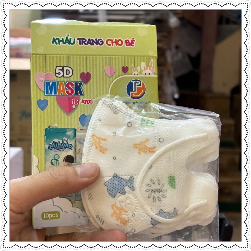 Set 10 khẩu trang 5D MASK lọc bụi mịn thoải mái dễ thở cho bé từ 2 đến 10 tuổi