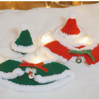 Set Yếm + mũ len Noel cho chó mèo