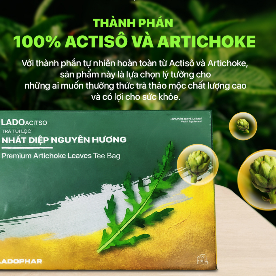 Trà túi lọc Nhất diệp nguyên hương LADOPHAR trà thảo mộc túi lọc thanh nhiệt lợi tiểu mát gan