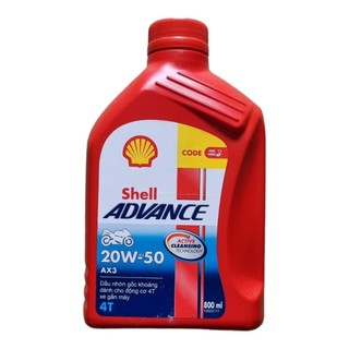 NHỚT Xe Số SHELL ADVANCE AX3 20W-50 0,8L [Xe Số]