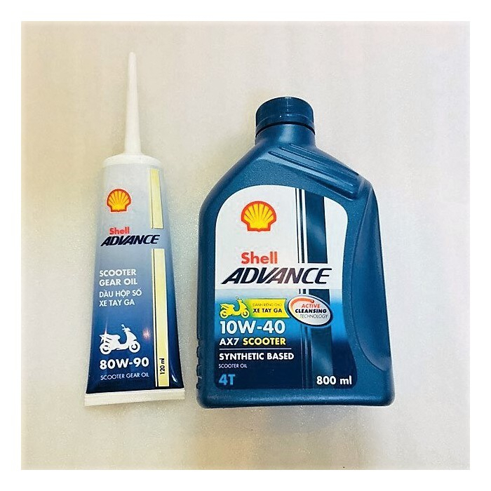 NHỚT SHELL AX7 Ga 10W-40 1L và Láp Shell 120ML [Típ]