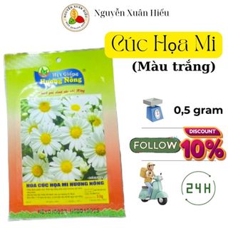 Hạt giống hoa cúc họa mi trắng_0,5 gram_thời gian thu hoạch 80 - 90 gieo trồng hoa màu trắng tinh khiết