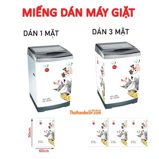 Decal dán máy giặt family cat - tủ lạnh mini