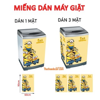 Decal dán máy giặt MINION vàng - Tủ lạnh mini