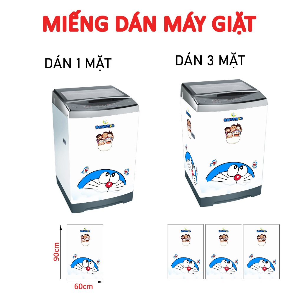 Decal dán máy giặt DOREMON trong MÂY - Tủ lạnh mini