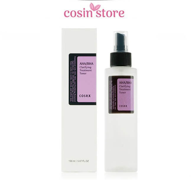 Toner Nước Hoa Hồng Cosrx AHA/BHA Clarifying Treatment 150ml 100ml Cosin Store Hỗ Trợ Giảm Mụn Tẩy Tế Bào Chết Hóa Học