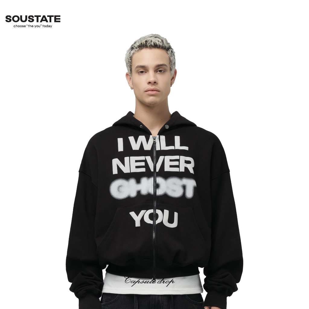 Áo Hoodie Full Zip Boxy "Ghost" 100% Cotton  - SOUSTATE Chính Hãng