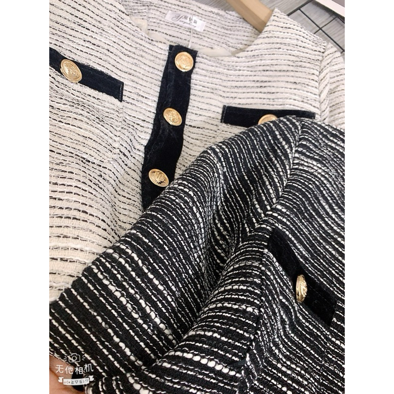 Áo khoác dạ tweet viền nhung 2 lớp sang chảnh | Jena