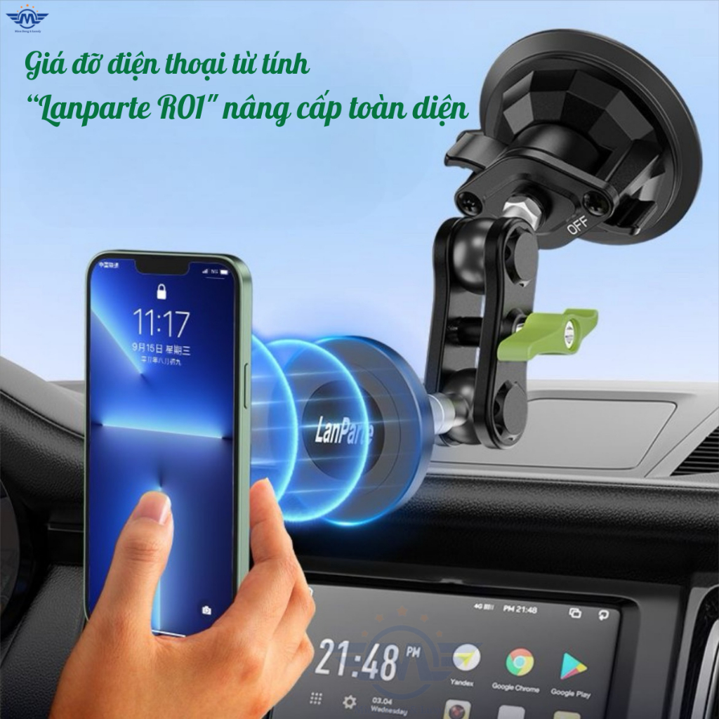 Giá đỡ điện thoại trên ô tô Lanparte R01 từ tính gắn cửa kính taplo xe Miền Đông