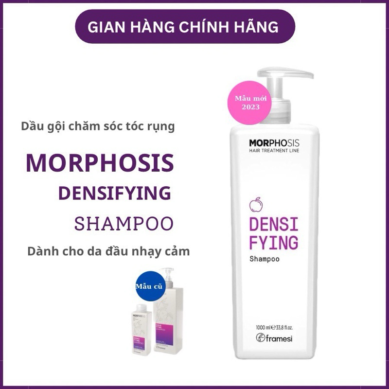 Dầu Gội ngăn rụng tóc Framesi Morphosis Densifying Shampoo 1000ml Chính Hãng, hiệu quả cực cao, hương thơm sang trọng.