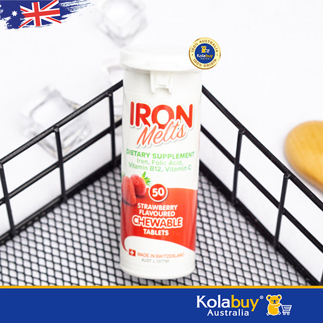 Viên ngậm bổ sung Sắt vị dâu Iron Melts 50 viên