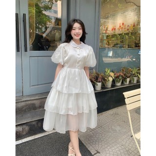 Đầm bigsize cổ tròn tay bồng dáng tầng xinh ( Thời trang Vicky G - Anitagreen ) HN71223