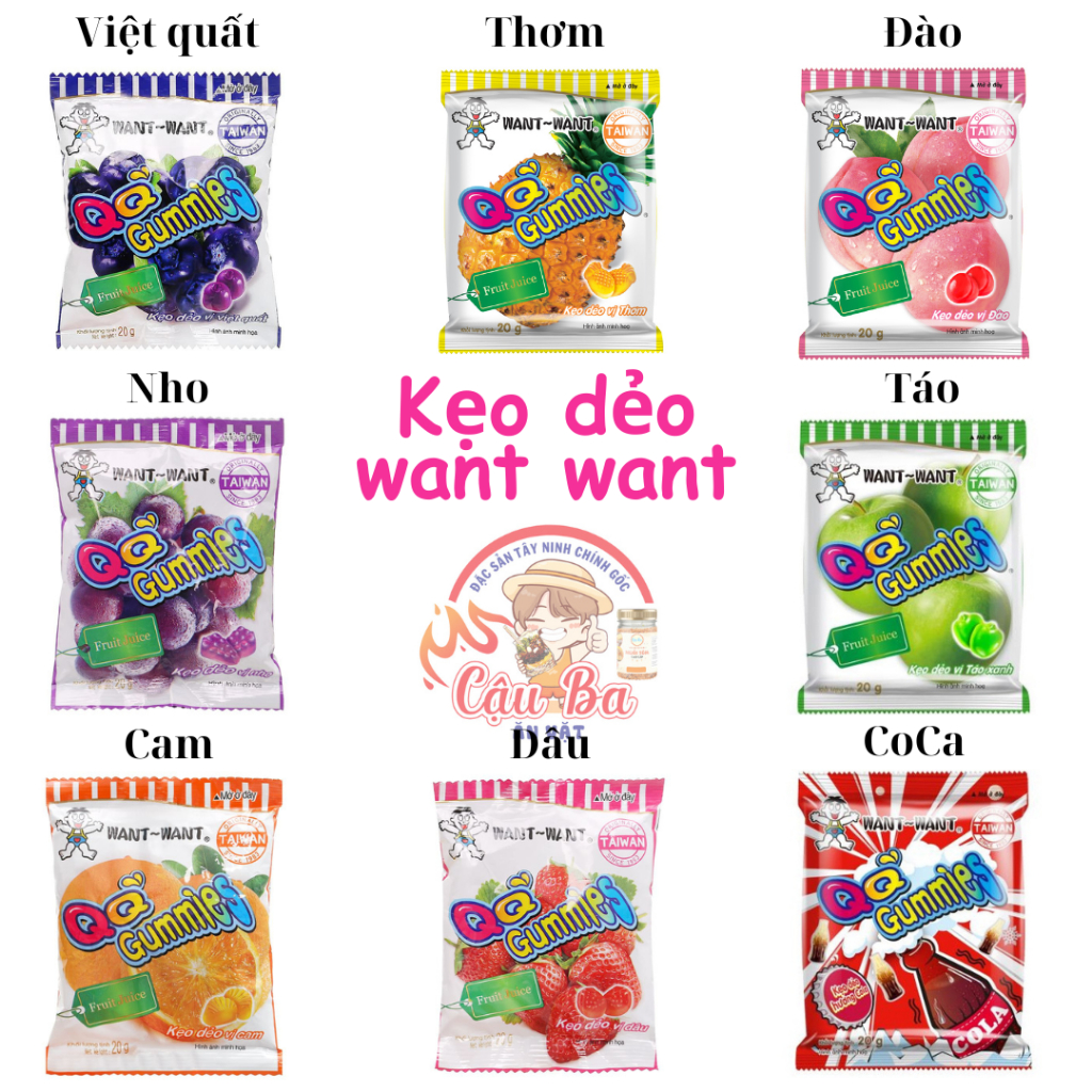 Kẹo dẻo trái cây want want taiwan 20g thơm ngon