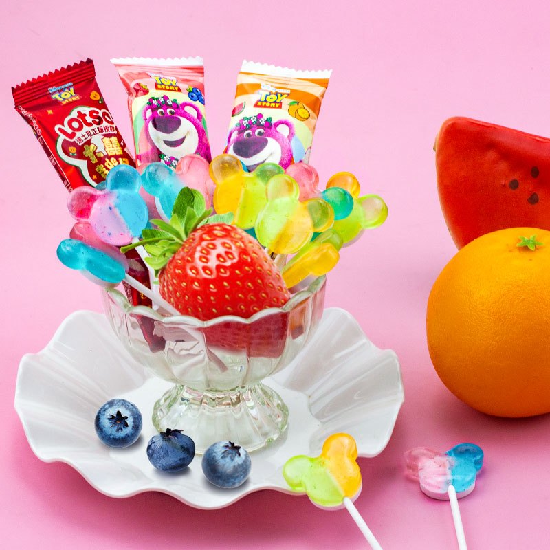 Kẹo Mút Gấu Dâu Trái Cây Mix Vị, Kẹo Gấu Dâu Lotso Dâu Tây / Việt Quất / Dưa / Hấu Cam