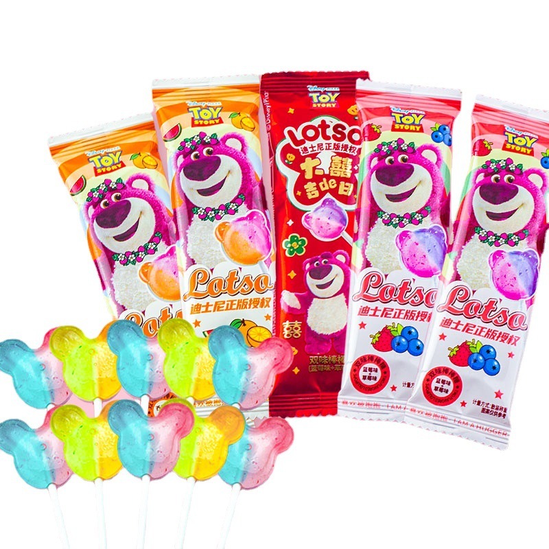 Kẹo Mút Gấu Dâu Trái Cây Mix Vị, Kẹo Gấu Dâu Lotso Dâu Tây / Việt Quất / Dưa / Hấu Cam