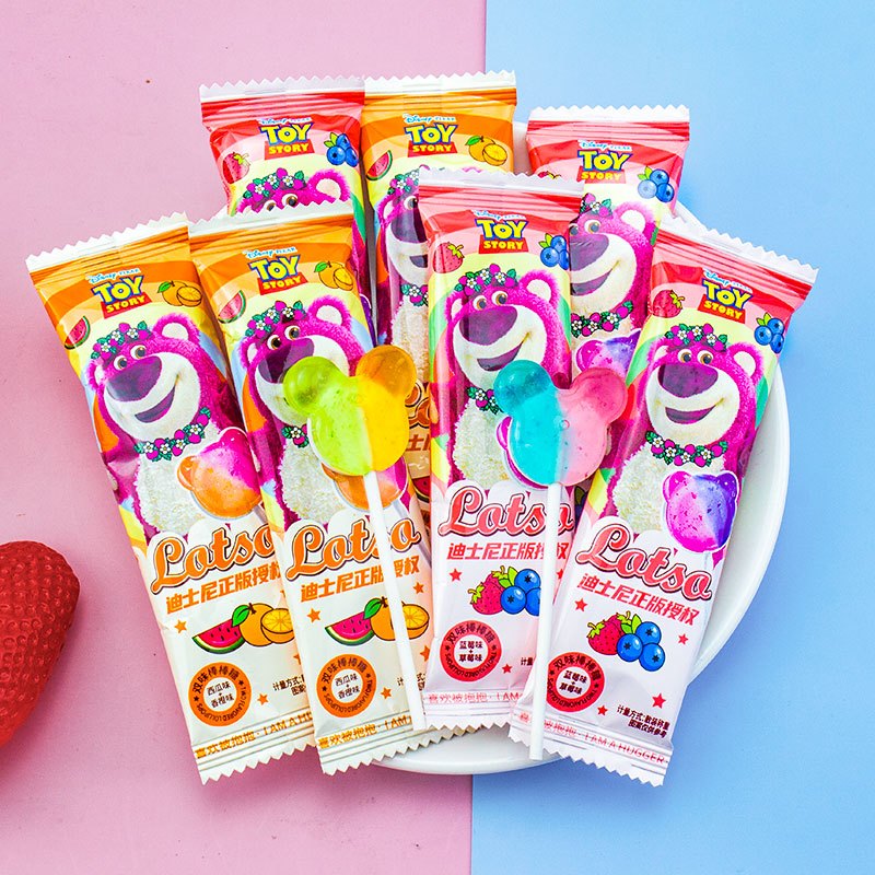 Kẹo Mút Gấu Dâu Trái Cây Mix Vị, Kẹo Gấu Dâu Lotso Dâu Tây / Việt Quất / Dưa / Hấu Cam
