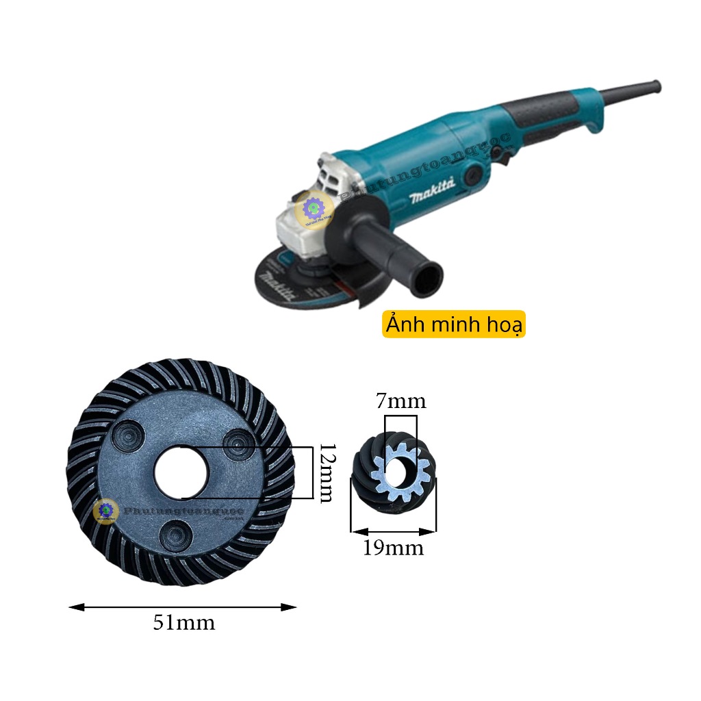 Bánh Răng  Máy Mài Góc 125mm Makita GA 5010, GA 6010, GA 5020, GA 6020 1 Bộ 2 Chi Tiết