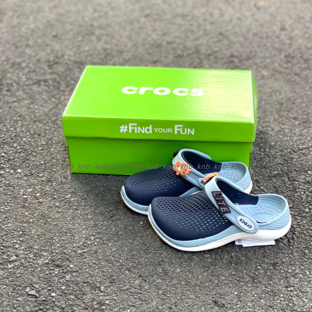 Dép sục cross literide 360 trẻ em xanh than chất liệu nhựa cao cấp đi mưa Bảo Vệ Ngón Chân,Dép Cross cho bé trai bé gái