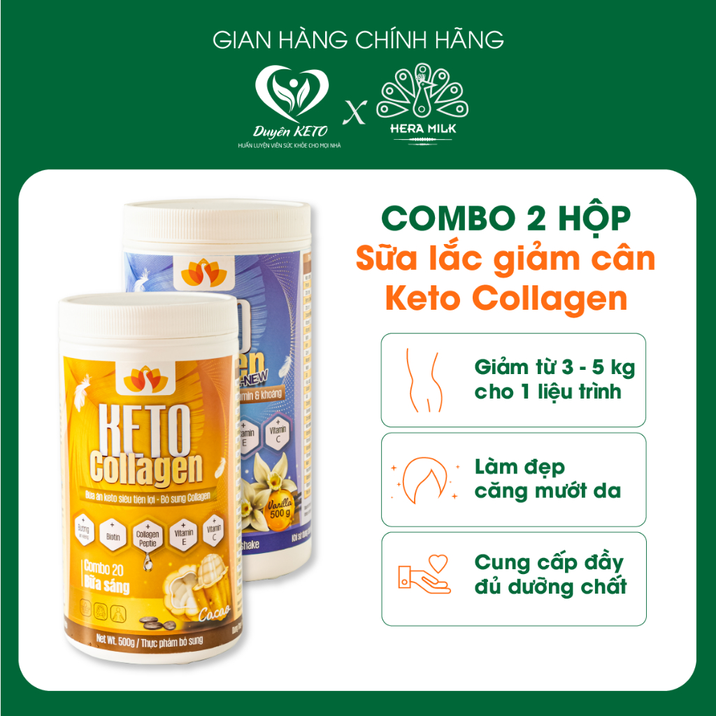 COMBO tiết kiệm 2 HỘP SỮA LẮC KETO COLLAGEN- Giảm 3-5 cân sau 1 liệu trình - HLVDUYENKETO
