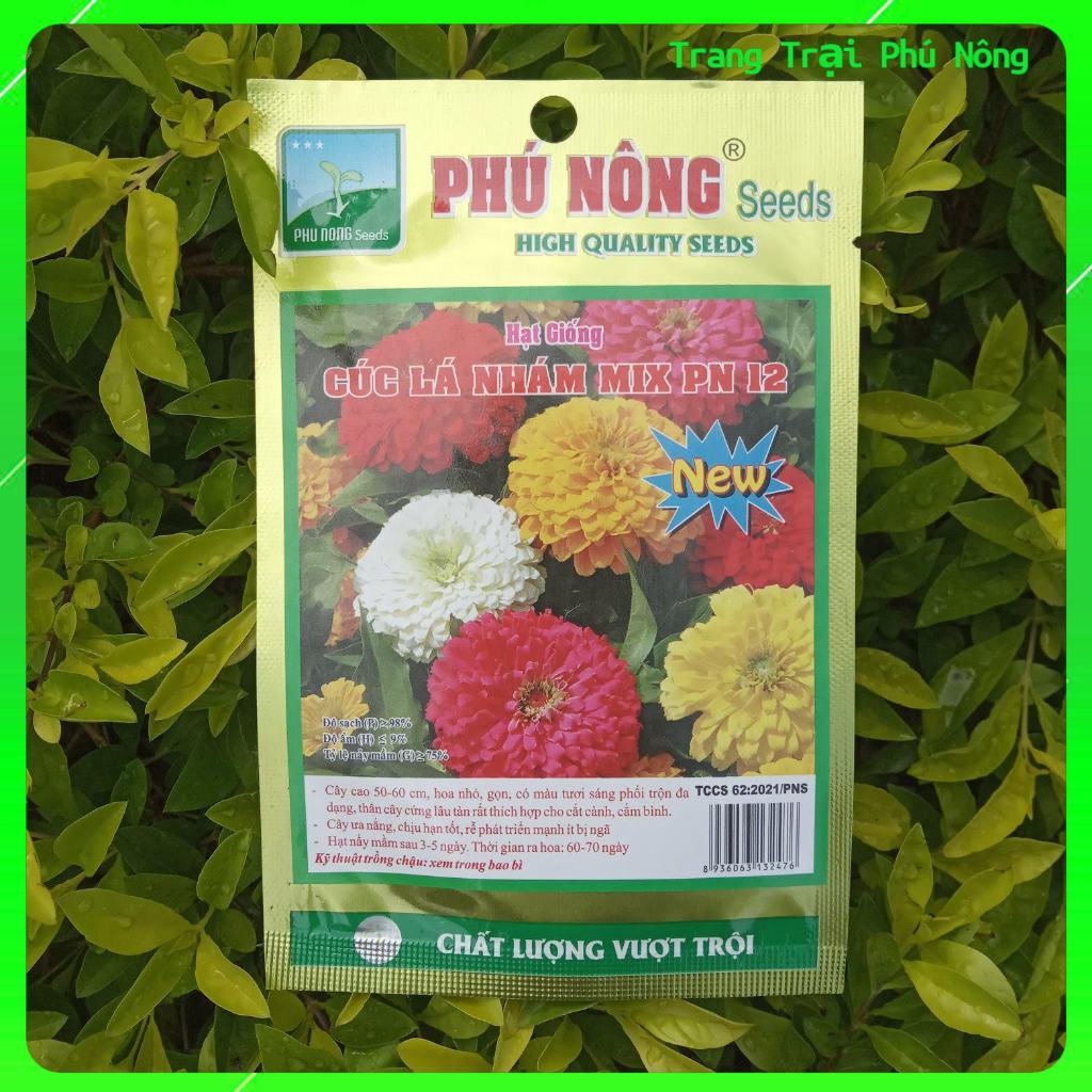 Hạt Giống Hoa Cúc Lá Nhám MIX PN-12 Phú Nông - Gói 0.2g - Zinnia Elegans Mix