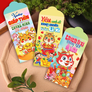Combo 100 bao lì xì tết giáp thìn con rồng chúc mừng năm mới vạn sự như ý 2024