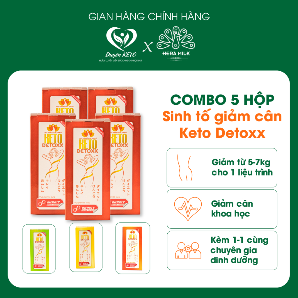 5 HỘP Sinh Tố Giảm Cân Keto Detox - Giảm nhanh 3-4 cân sau 1 tuần - Tốt cho sức khỏe