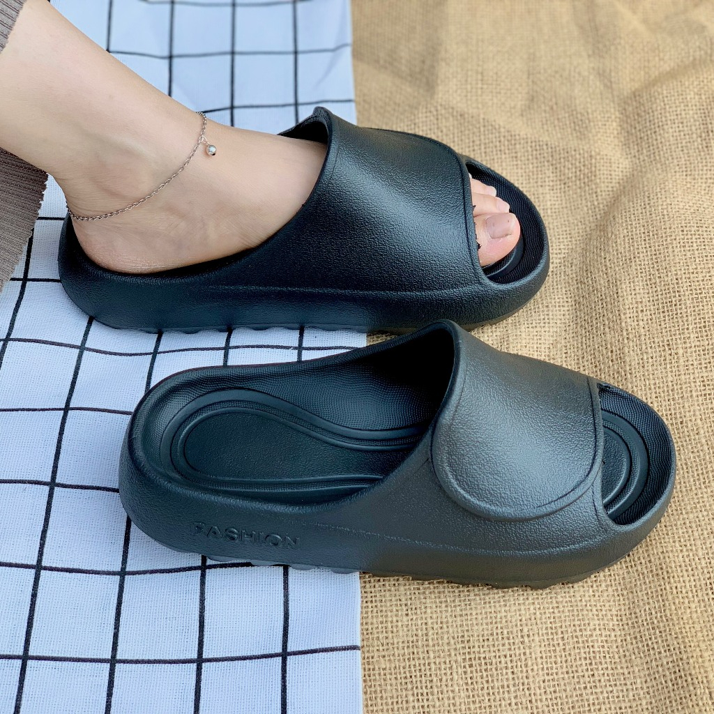 Dép bánh mì nâng đế 3cm dép quai ngang nữ đúc bền kiểu dáng unisex ulzzang chất liệu eva đi mưa