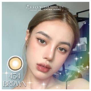 434 Brown  - Lens  Có Cận Kính Áp Tròng  Giãn It Đã Kèm Khay