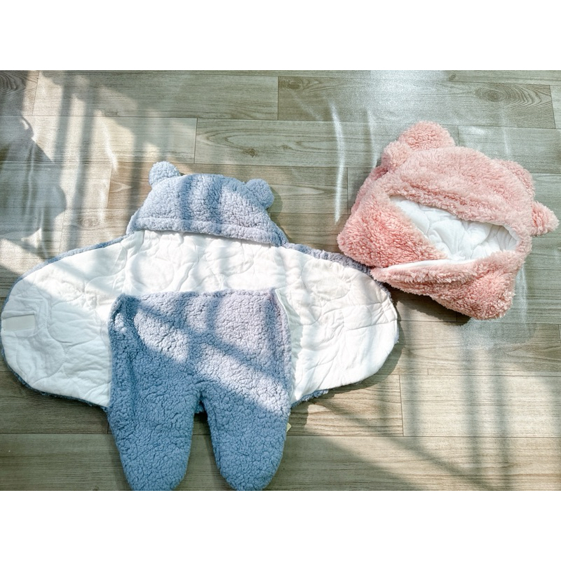 Túi ngủ mùa đông, Chăn ủ sơ sinh hình gấu, lông cừu mịn có chân cho bé