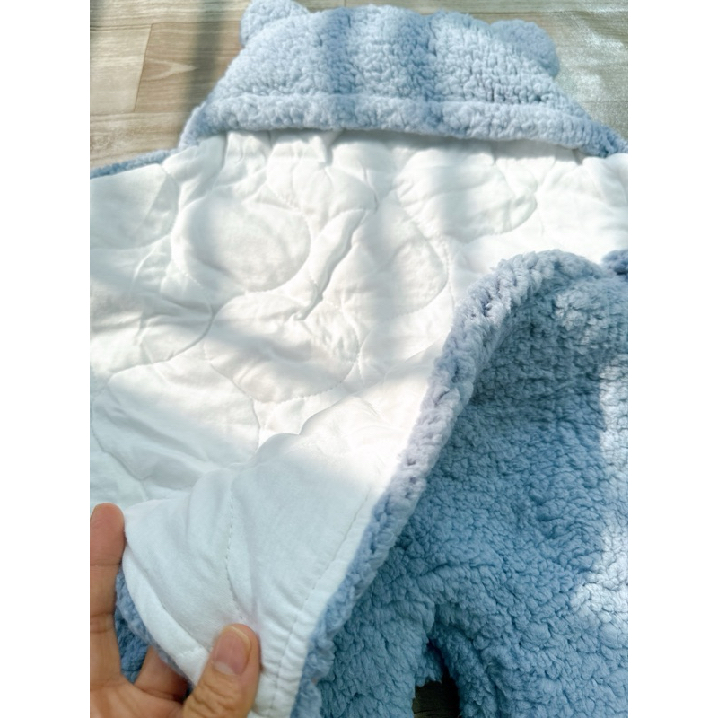 Túi ngủ mùa đông, Chăn ủ sơ sinh hình gấu, lông cừu mịn có chân cho bé