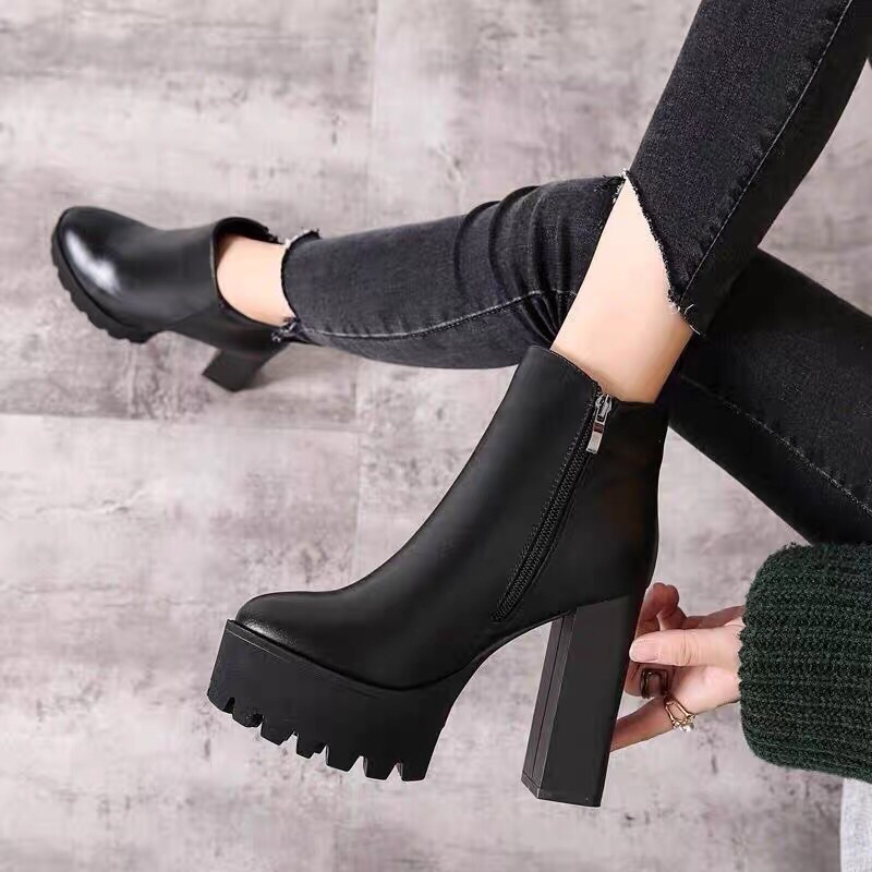 GIÀY COMBAT BOOT 10CM KHÓA KÉO