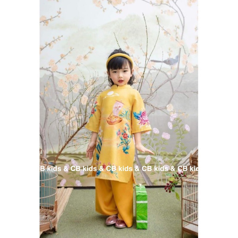 Sét cách Tân bé gái chào Xuân áo quần cài