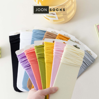 Tất vớ nữ nam trơn cao cổ chùn dài trắng dễ thương hàn quốc đẹp JOON SOCKS đủ màu đen, trắng, vàng, xanh cotton co giãn