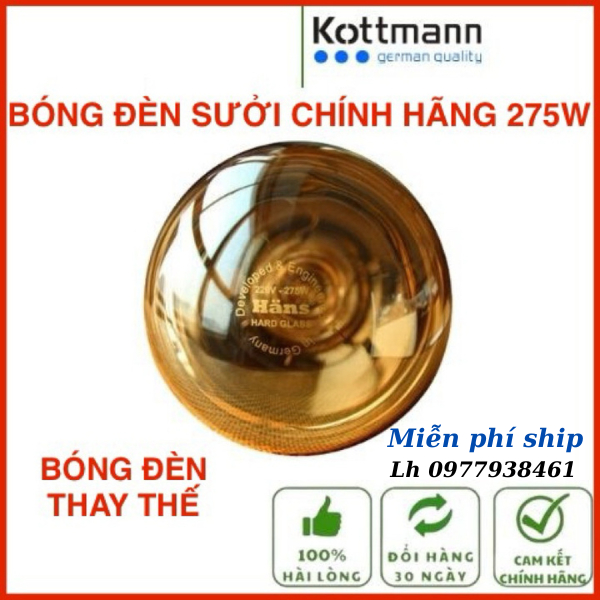 Bóng đèn sưởi phòng tắm 275w thay thế cho đèn sưởi nhà tắm 2 bóng 3 bóng, Bóng sưởi Hans cao cấp sưởi ấm thức ăn